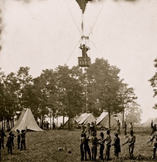 Fair Oaks, Va. Prof. Thaddeus S. Lowe observing the battle from his balloon "Intrepid" 1862
