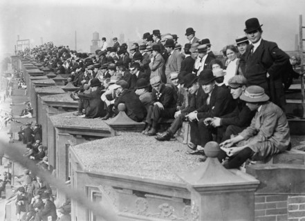Fans across from the Outfield at Shibe Park get a Free View from Houses 1910