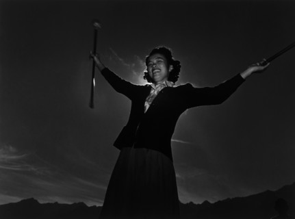 Baton practice, Florence Kuwata 1943