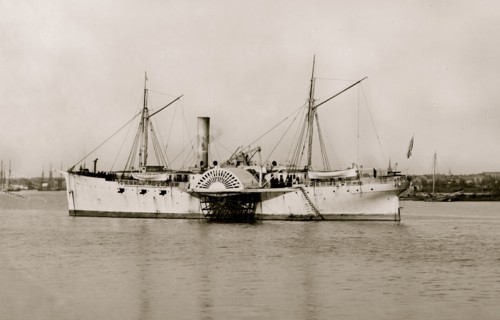 Fort Monroe, Virginia. Gunboat SANTIAGO DE CUBA off Fort Monroe 1864