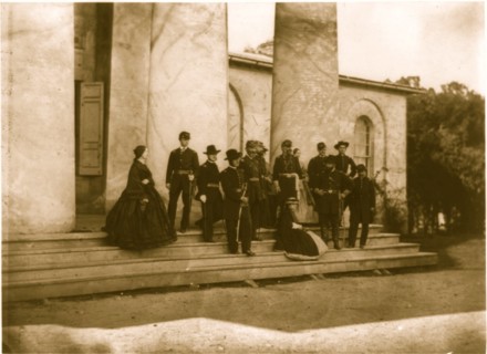 Gen. Samuel P. Heintzelman and staff with their families at Robert E. Lee's home, Arlington House, Virginia 1861