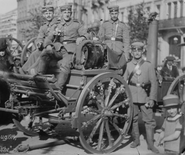 German Field Kitchen in WWI with Cooks on Mobile Unit 1919
