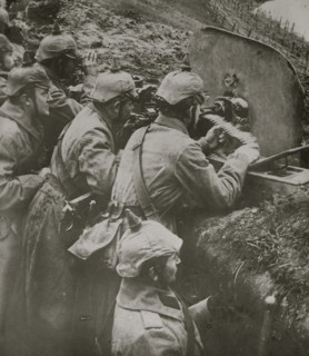 German machine gun in action