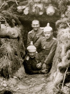 German Officers at entrance of dugout
