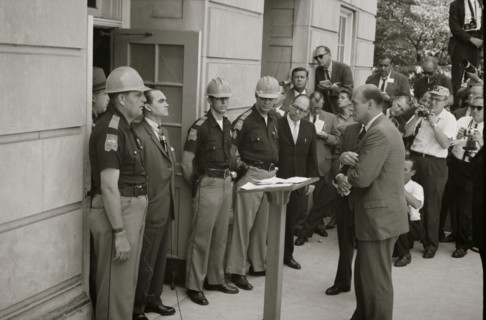 Governor George Wallace attempting to block integration at the University of Alabama 1963
