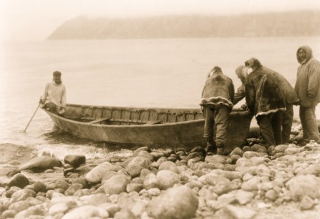 Launching the boat--Little Diomede Island 1928