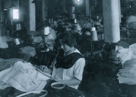 Hand drawn work on curtains in Embroidery 1917