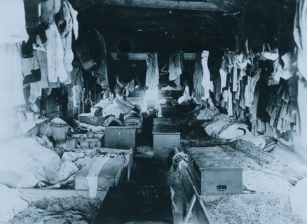 Interior of a shack occupied by berry pickers. Anne Arundel County., Maryland.  1910