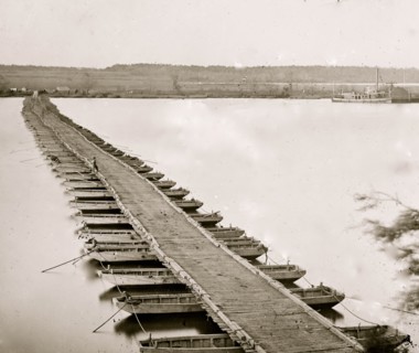 Jones' Landing, Virginia (vicinity). Pontoon bridge across the James River 1863