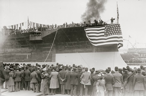 Launch of the Florida, U.S.N. battleship