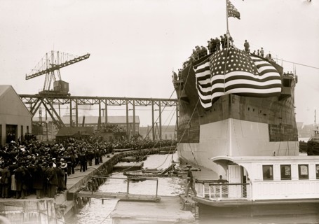 Launch of the Florida, U.S.N. battleship