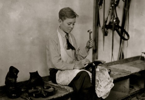 Learning to make shoes. Training School for Deaf Mutes 1917