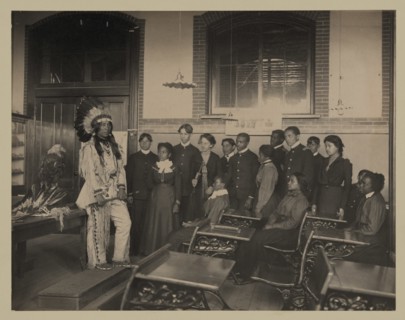 Louis Firetail in American history class, Hampton Institute 1899