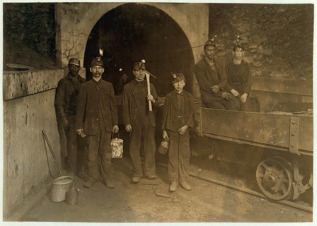Main entrance, Gary W. Va. Mine. Trapper boy in center.  1908