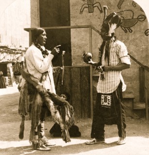 Moki rain maker and chief in costume, World's Fair, St. Louis, 1904 1904