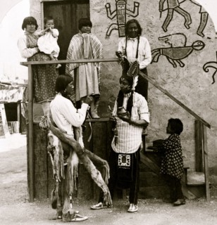 Moki rain maker and chief in costume, World's Fair, St. Louis, 1905 1904