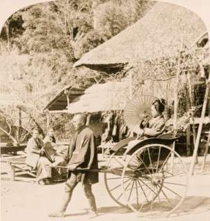 Morning ride in a jinrikisha, Sugita, Japan 1896