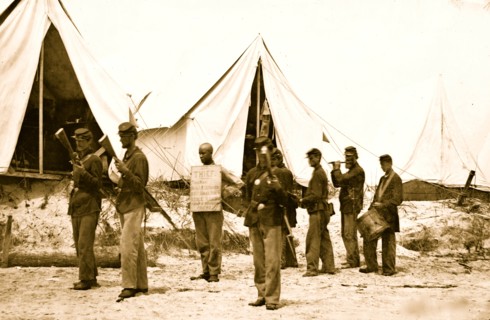 Morris Island, South Carolina. The "rogue's march" drumming a thief out of camp 1863