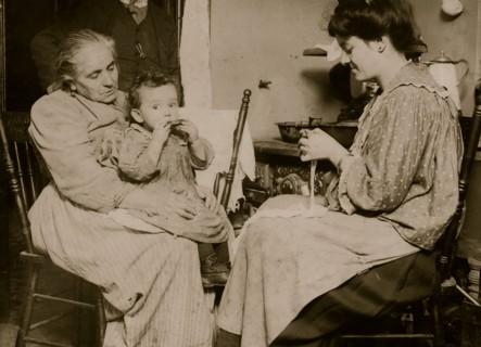 Italian Families manufacture lace from their tenement apartment 1911