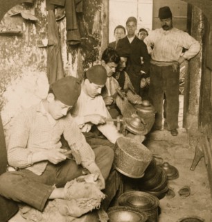Native metal workers in a primitive factory at Smyrna, Turkey 1815