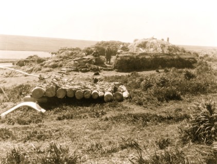 Nihkoyak, men's house at winter camp--Nunivak 1929
