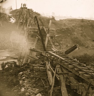 Destroyed bridge of the Richmond and Fredericksburg Railroad 1863