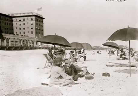 On the Beach under umbrellas