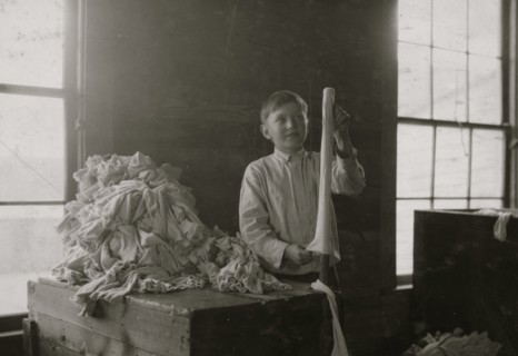 One of the youngest turners at work in the Crescent Hosiery Mill 1914