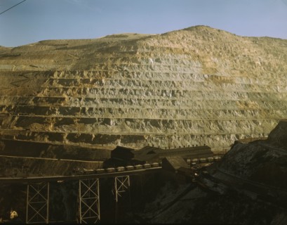 Open-pit workings of the Utah Copper Company, Bingham Canyon, Utah. 1942