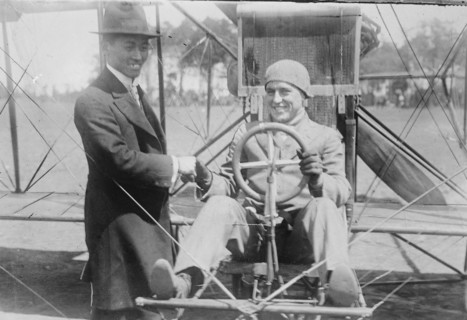 Yukio Ozaki with Biplane Pilot Art Smith