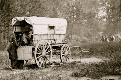 Petersburg, Va. U.S. Military Telegraph battery wagon, Army of the Potomac headquarters 1864