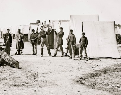 Petersburg, Virginia. Federal camp. Soldiers boxing 1865