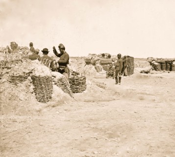 Petersburg, Virginia. Federal picket line in front of Fort Mahone 1865