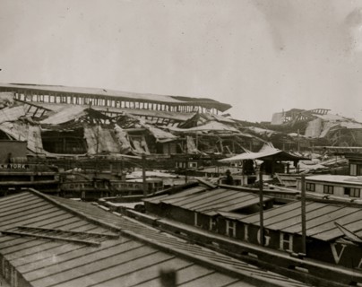 Pier, Jersey City after munitions explosion; Black Tom Depot 1916