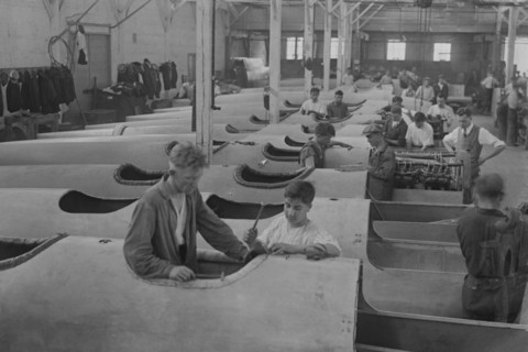 Plane Bodies Lined up at College Point Manufacturing Plant