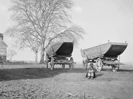 Pontoon boats on wheeled carriages 1863