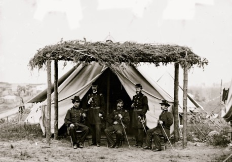 Portrait of Maj. Gen. George G. Meade, officer of the Federal Army, and corps commanders, vicinity of Washington, D.C., June 1865: Horatio G. Wright, John A. Logan, Meade, John G. Parke, Andrew A. Hum...