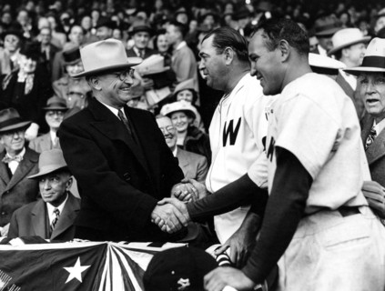 President Harry Truman Shakes hands with Players 1944