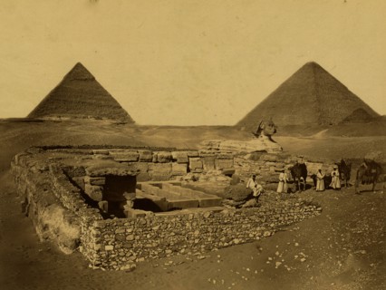 Pyramids of Cheops and Cheffreu, the Sphinx and the temples of Cheffreu. 1880