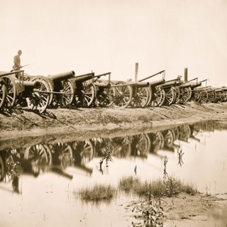 Captured siege guns at Rocketts 1865