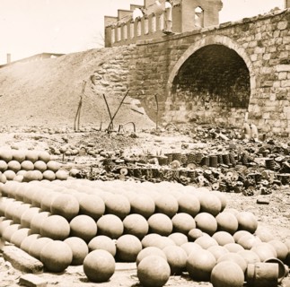 Richmond, Va. Piles of solid shot, canister, etc., in the Arsenal  1865