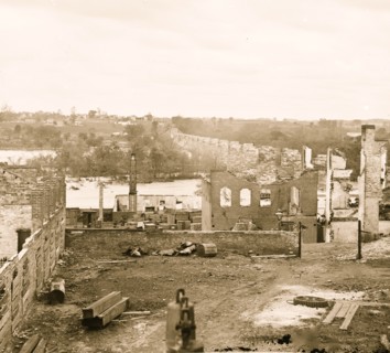 Richmond, Va. Ruins of Richmond & Petersburg Railroad bridge 1865