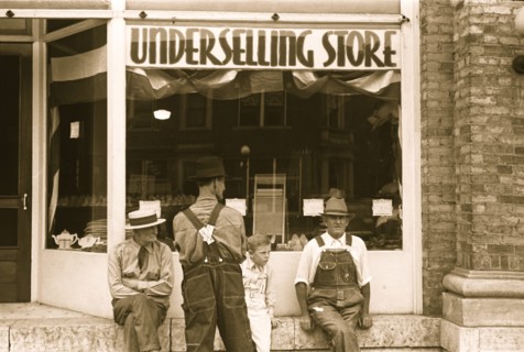 Saturday afternoon in London, Ohio, "the main street"; Discount Store
