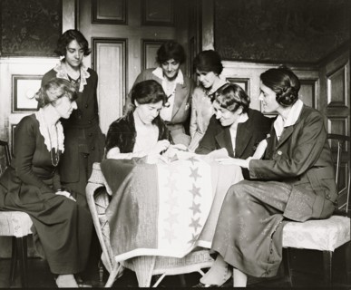 Sewing Stars on the Suffrage Flag 1920