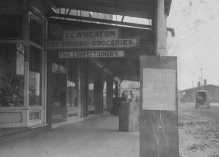 Sign on Company store, Wheaton Glass Works, Millville, N.J. 1909