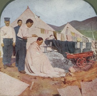 Soldiers' barber shop in Japanese camp 1905