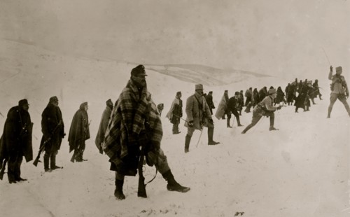 Austrian troops advancing in the Carpathians