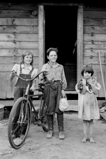 Beautiful Children with Bike and a Cat 1939