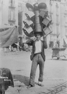 Tin Product Peddler on the Streets of Naples, Italy 1910