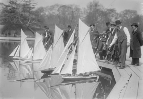 Toy Yachts are the pride of Central Park Enthusiasts as they race them in a Park Pond